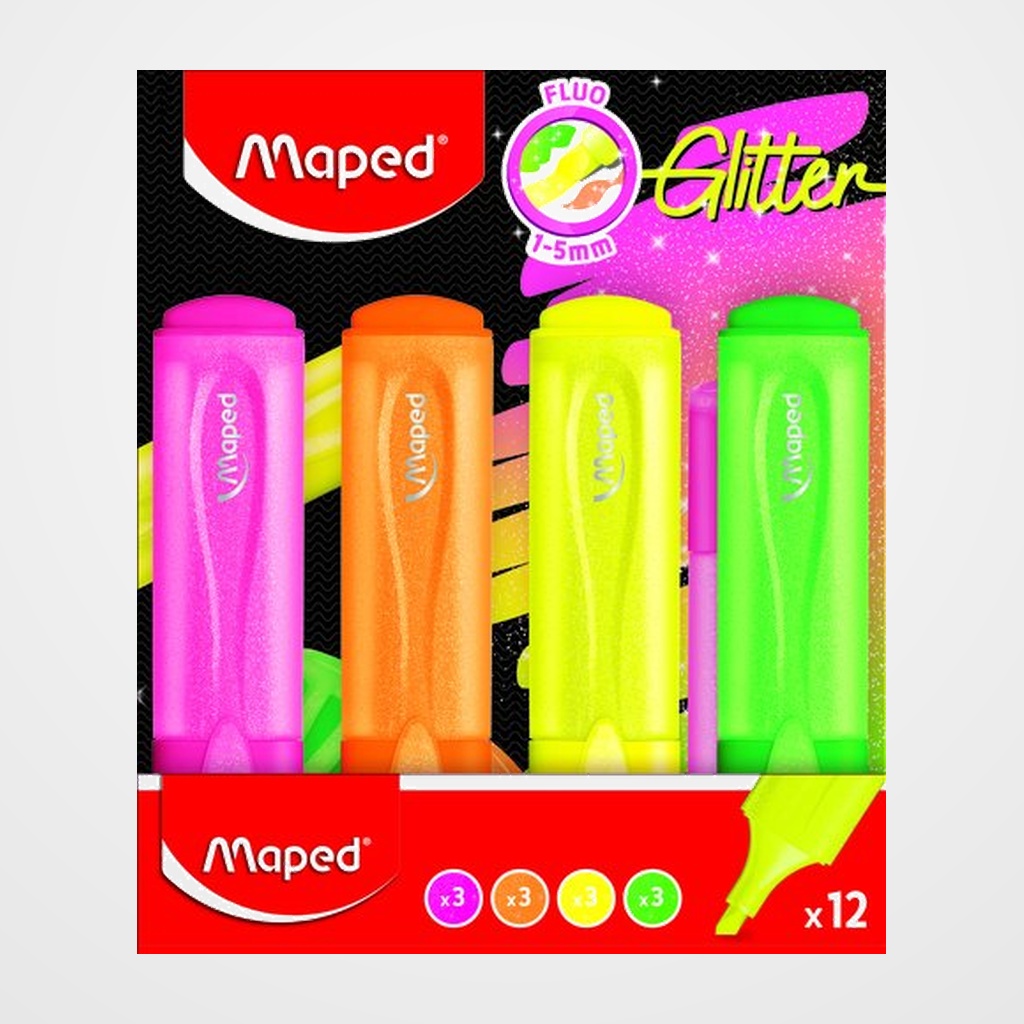 MARCADOR FLUOR MAPED NEON GLITTER EXPOSITOR de 12