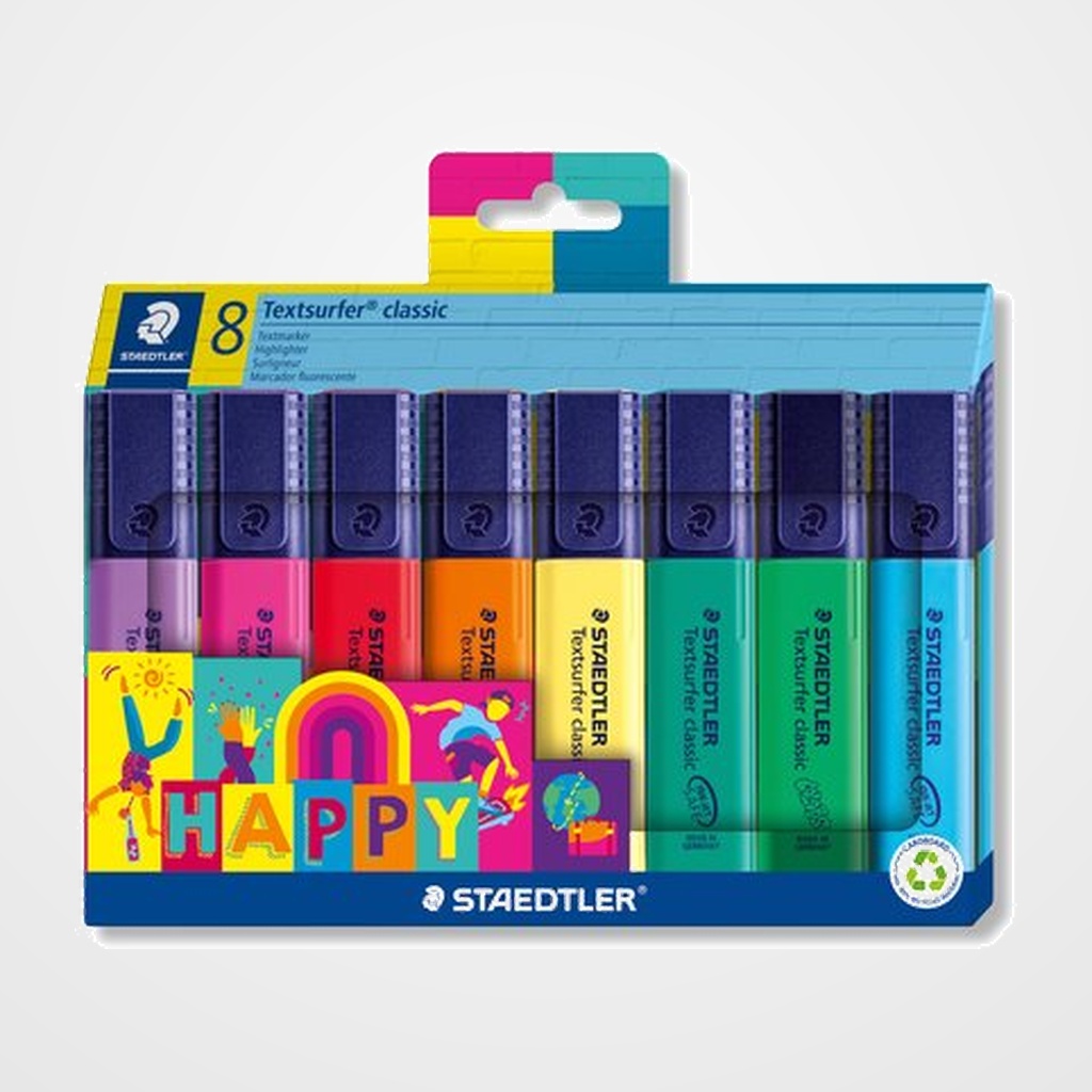 MARCADOR FLUOR STAEDTLER 364 TEXTSURFER HAPPY LINE ESTUCHE de 8