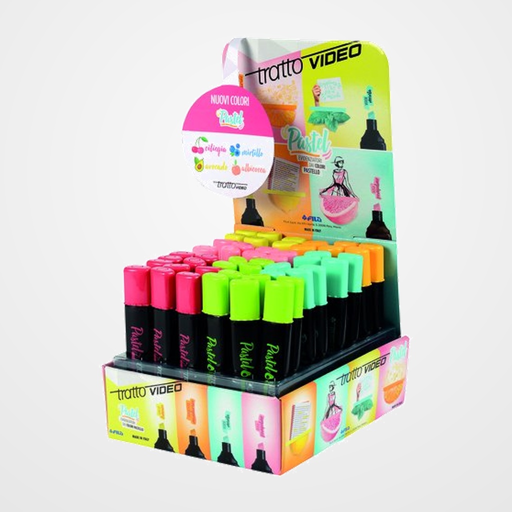 MARCADOR FLUOR TRATTO VIDEO PASTEL SURTIDO EXPOSITOR DE 48