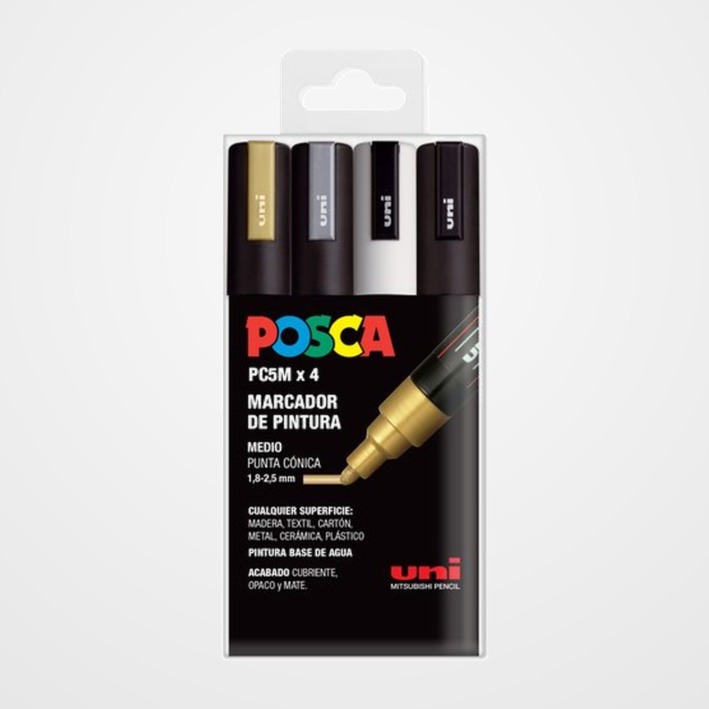 MARCADOR T.OPACA NO PERM. UNI POSCA 1.8-2.5mm (PC-5M) GSWM ESTUCHE de 4