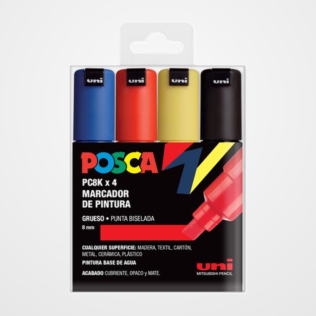MARCADOR T.OPACA NO PERM. UNI POSCA 8 mm (PC-8K) BASIC ESTUCHE de 4