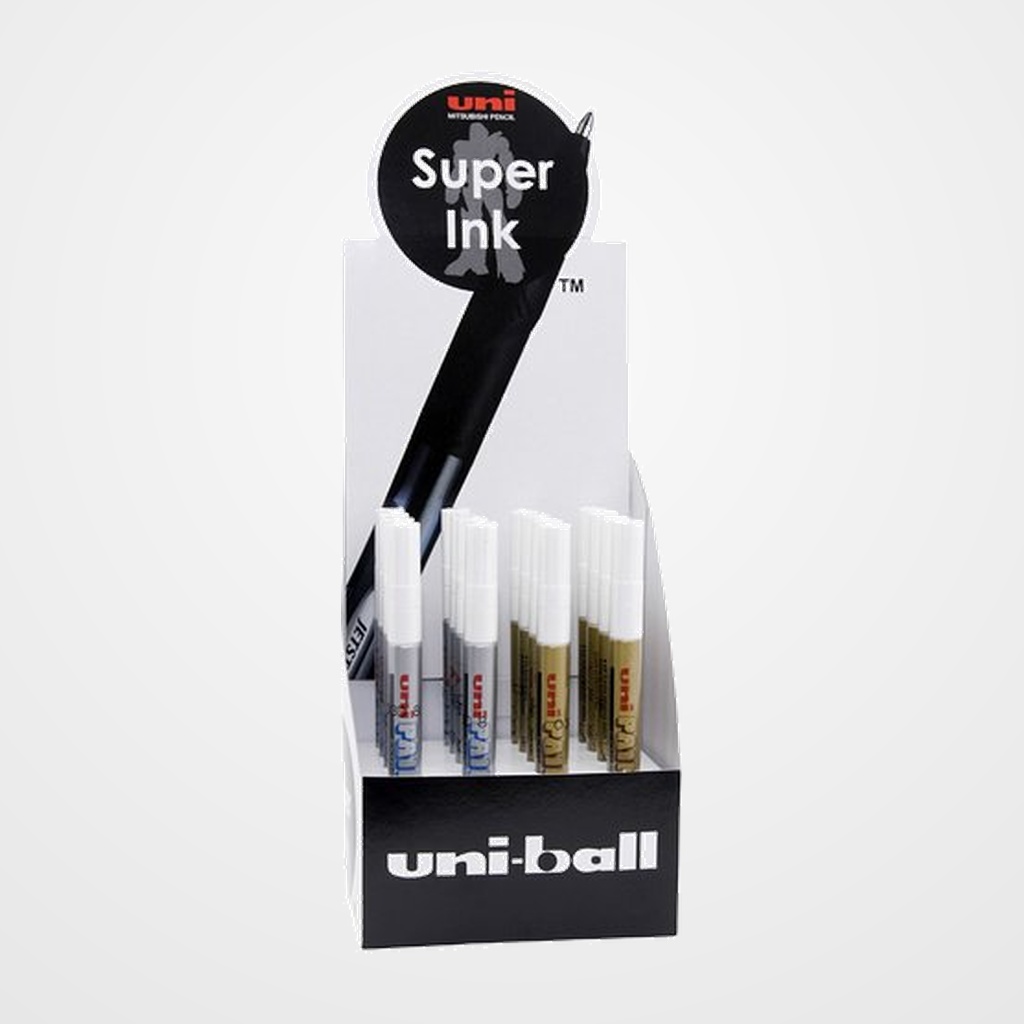 MARCADOR T.OPACA PERM. UNI-BALL PAINT MARKER 1,0 (PX-203) EXPOSITOR de 16 (8 oro y 8 plata)