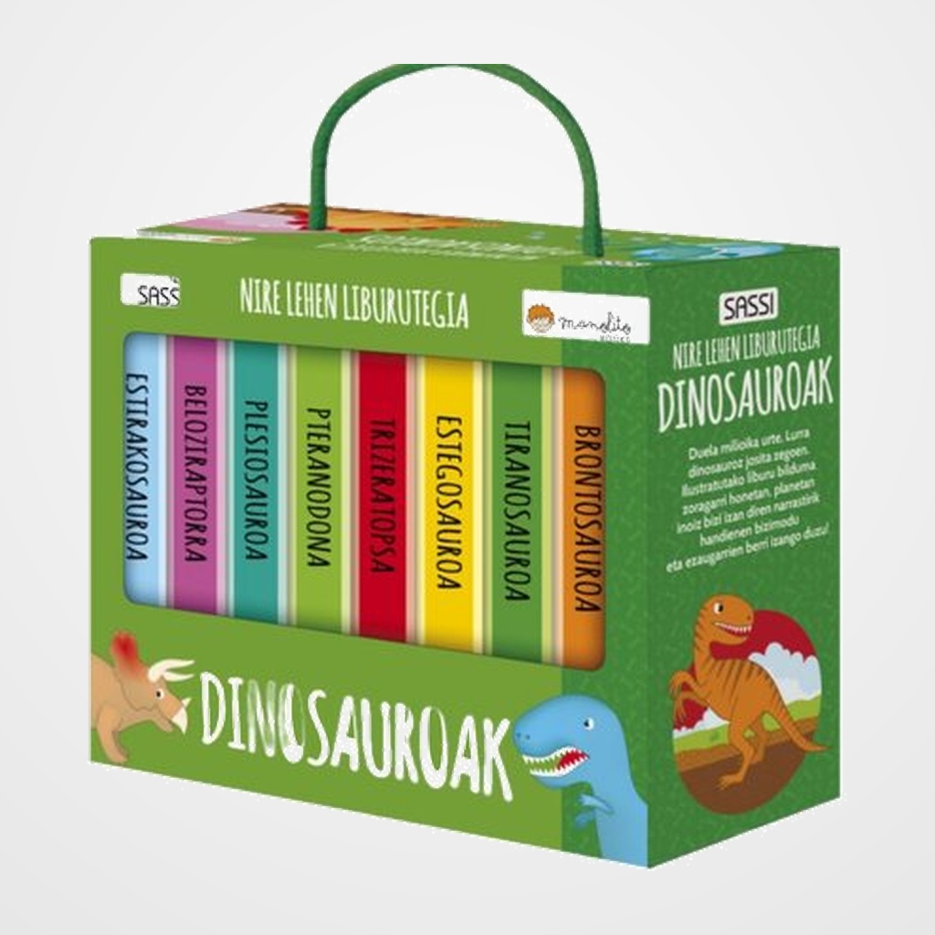 MI PRIMERA BIBLIOTECA SASSI MANOLITO BOOKS DINOSAUROAK - EUSKERA (8 libros de 10 pag.) (+2 años)