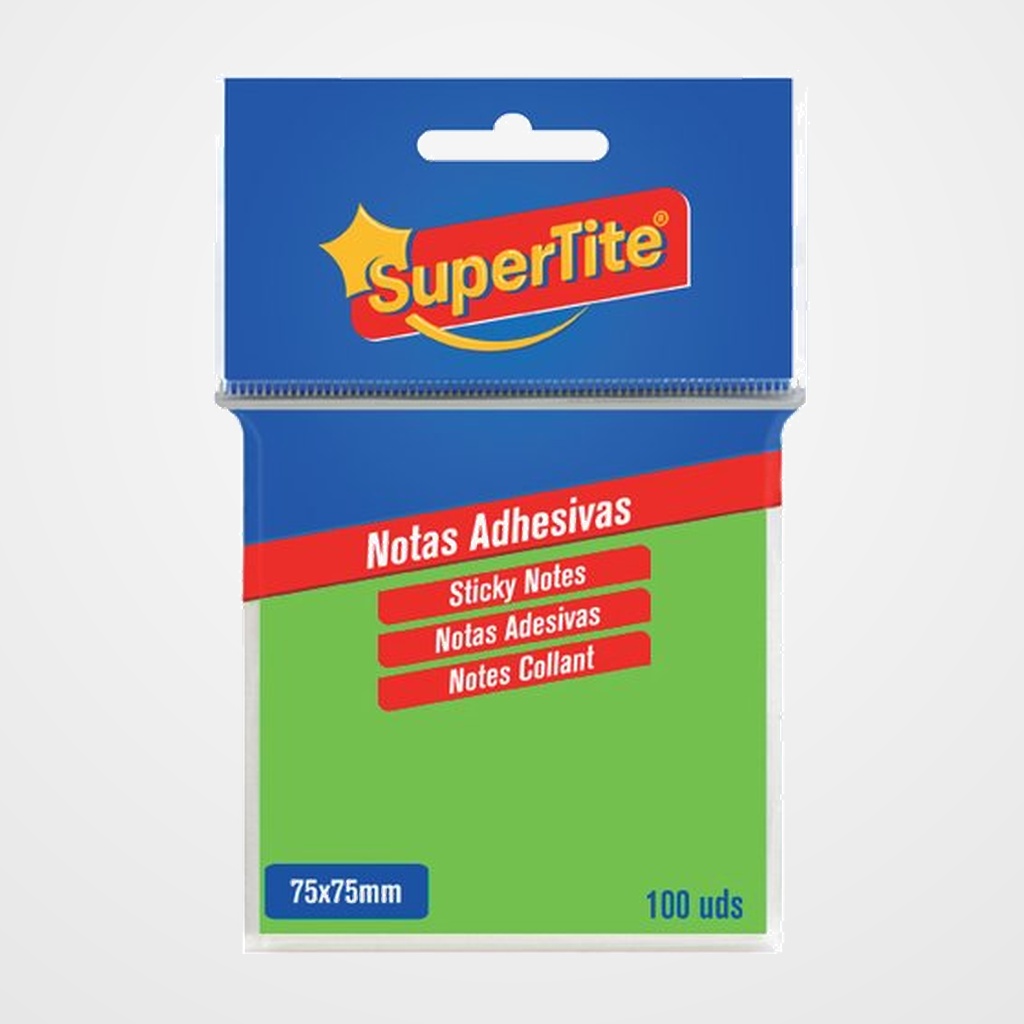 NOTAS ADHESIVAS SUPERTITE 75x75 NEON 100 uds