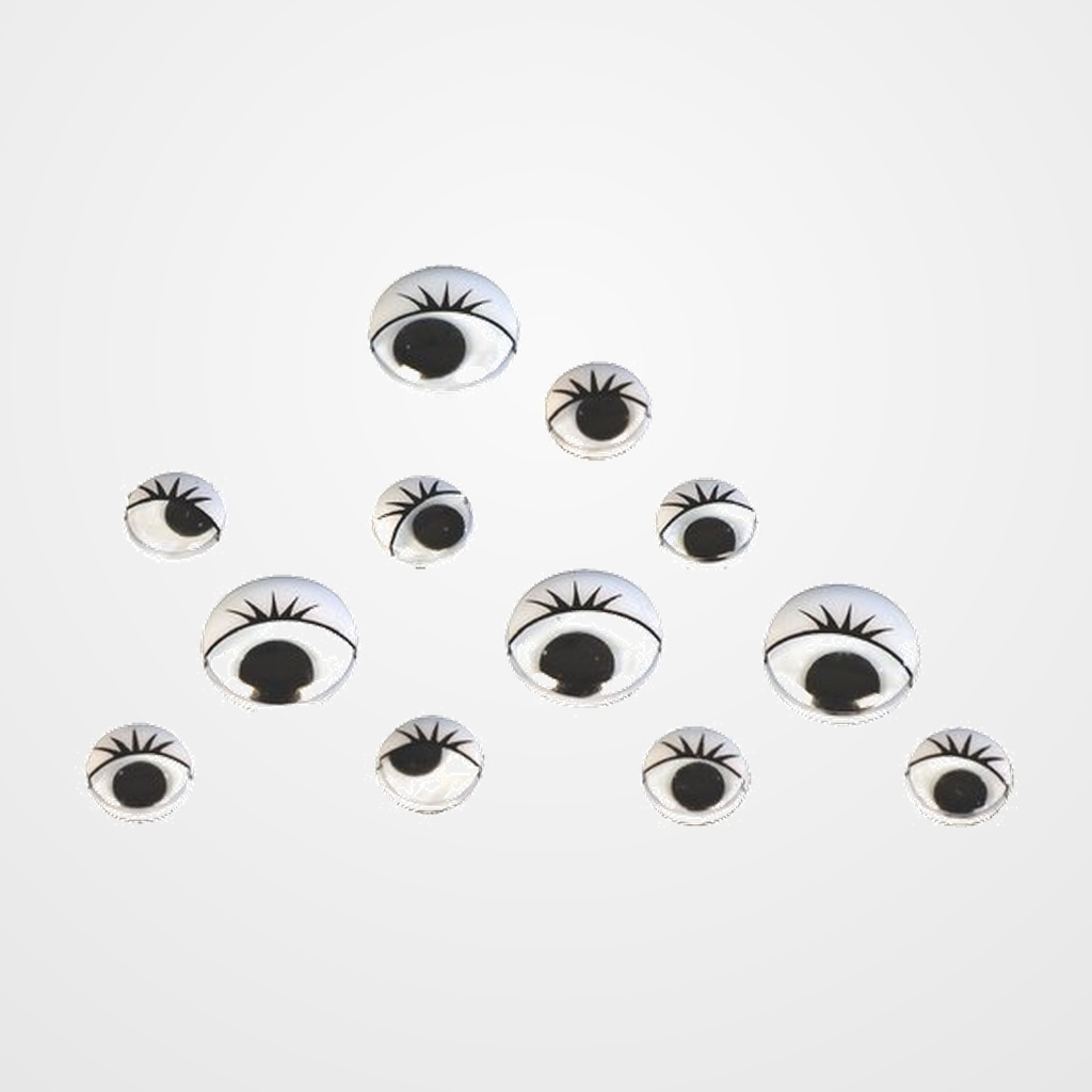 OJOS MOVILES NIEFENVER REDONDOS CON PESTAÑAS DE 12 Y 14 mm NEGRO PACK de 100 SURTIDO