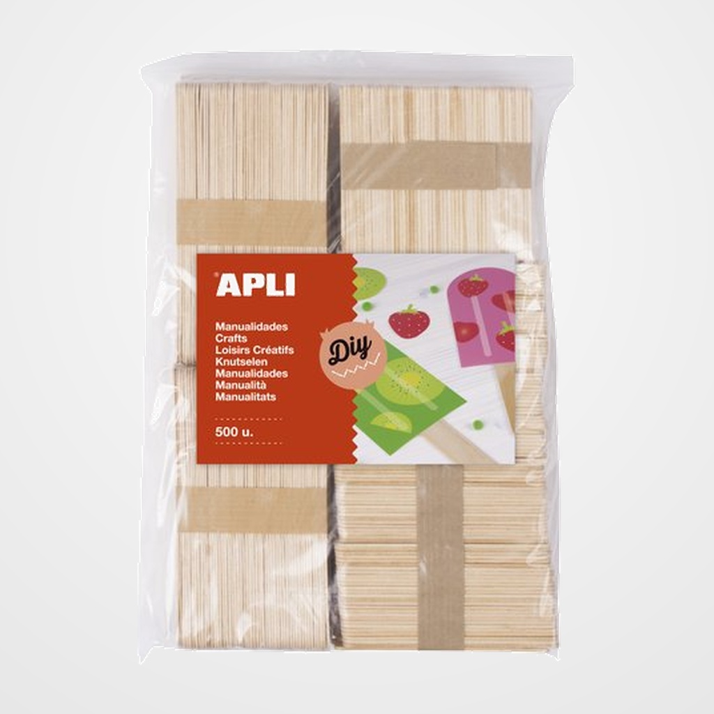 PALILLOS PLANOS APLI MADERA NATURAL TAMAÑOS SURTIDOS BOLSA de 800