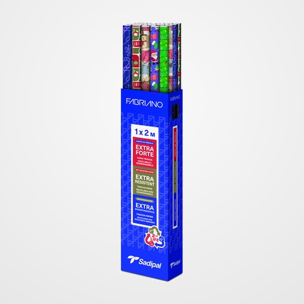 PAPEL de REGALO ROLLO SADIPAL GRAN FORMATO XL 1x2 m (CAJA de 30) NAVIDAD I LOVE CHRISTMAS