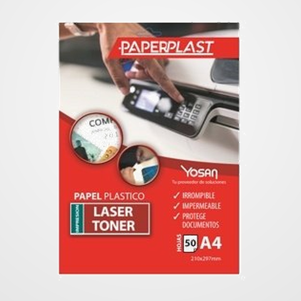 PAPEL YOSAN PAPERPLAST PLASTICO BLANCO BRILLO A4 DE 250 MICRAS