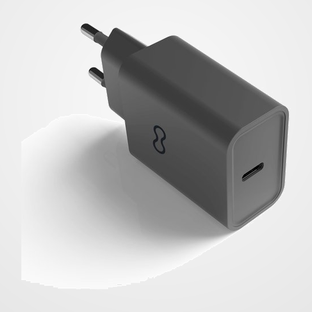 CARGADOR GROOVY DE PARED USB-C ALTO RENDIMIENTO 20W NEGRO