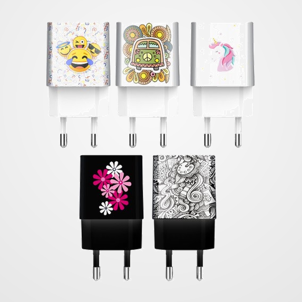 CARGADOR TECH-ONE-TECH DOBLE DE PARED 2xUSB DISEÑO ALTO RENDIMIENTO 2,4A SURTIDO PACK de 5