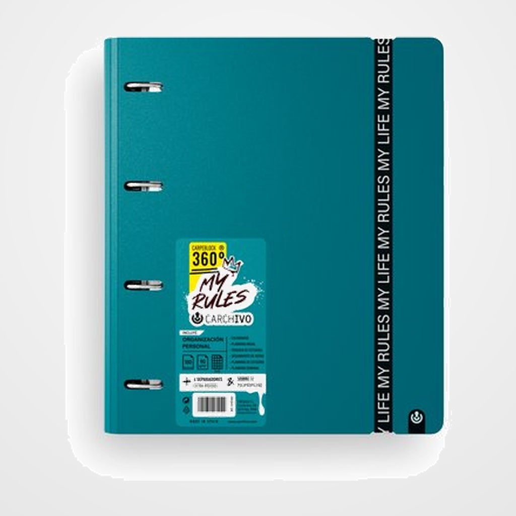 CARPEBLOC CARCHIVO FOAM 360 MY RULES A4 4 an.MIXTAS 35mm con REC. 100 hj. CUADRIC.5x5 DEEP GREEN