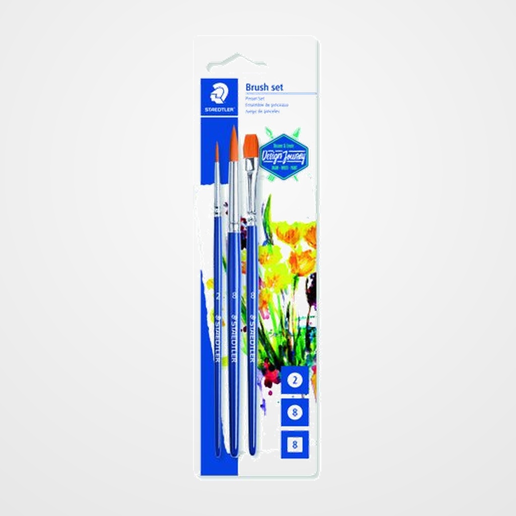 PINCEL STAEDTLER 989 ESCOLAR BLISTER de 3 (redondo nº2, redondo nº8 y plano nº 8