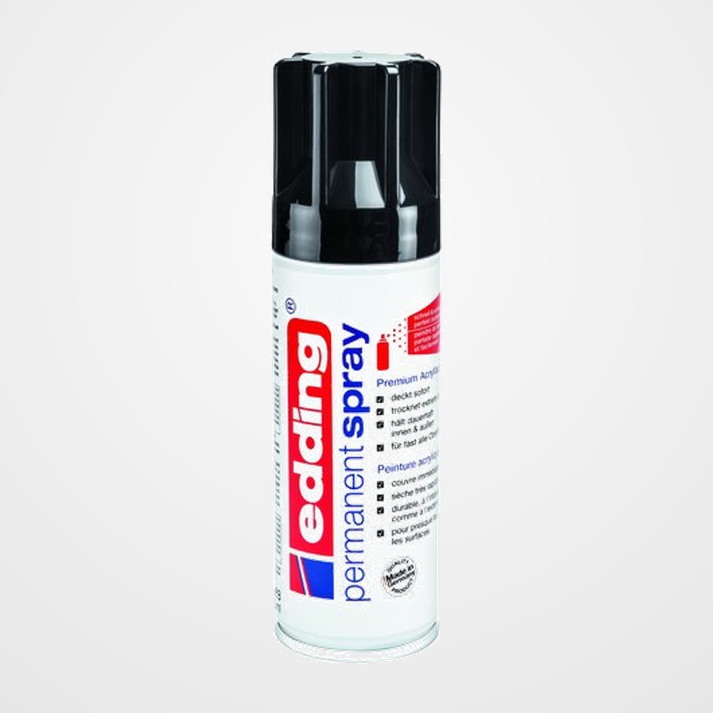 PINTURA ACRILICA EDDING PERMANENT SPRAY 200 ml NEGRO INTENSO BRILLO
