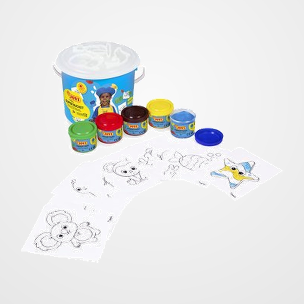PINTURA de DEDOS JOVI 35 ml (bote)  SUPER BUCKET ESTUCHE de 5 + ACCESORIOS
