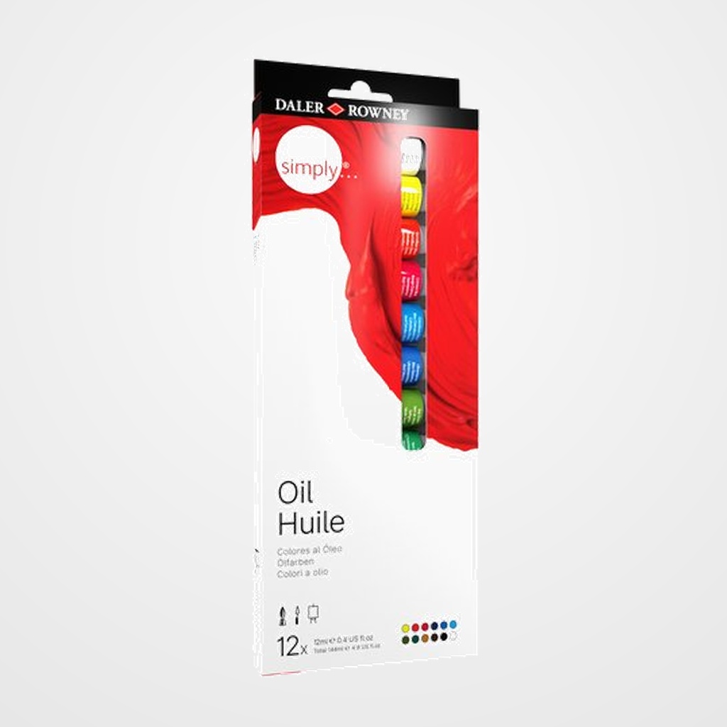 PINTURA OLEO DALER ROWNEY SIMPLY OIL 12 ml (tubo) ESTUCHE DE 12
