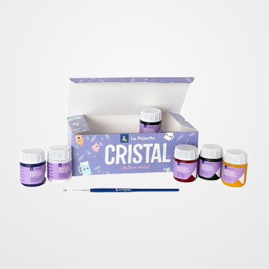 PINTURA para CRISTAL LA PAJARITA 25 ml (bote)  ESTUCHE de 6