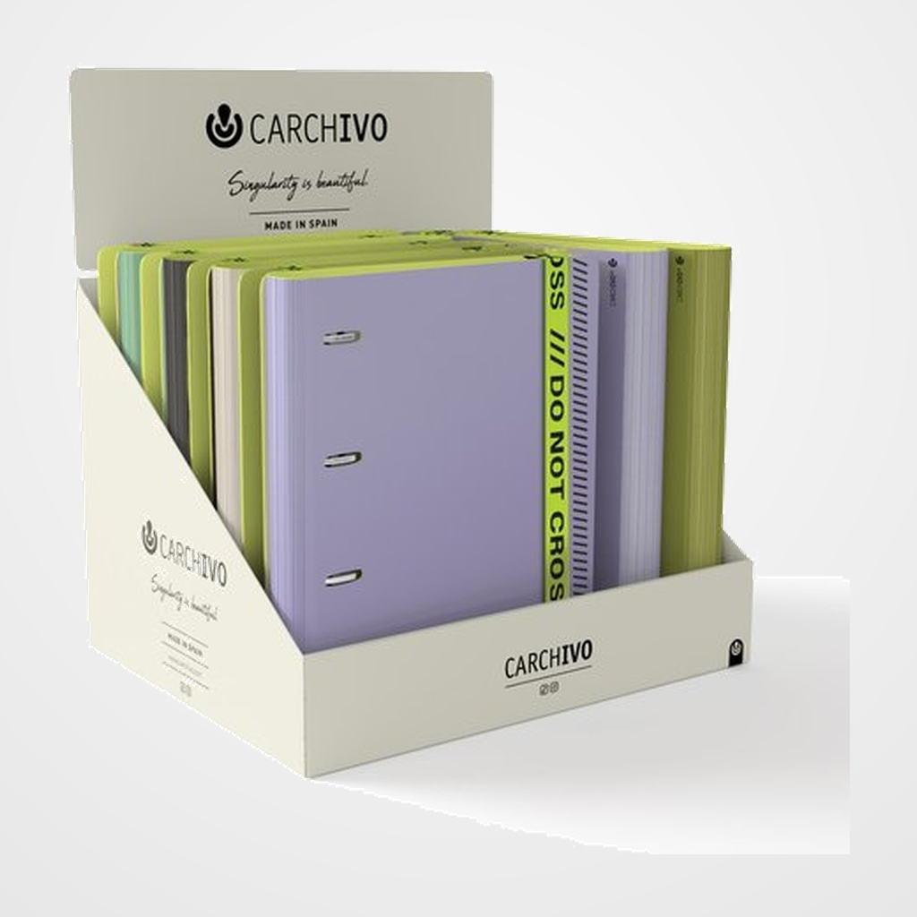 CARPEBLOC CARCHIVO 360 DO NOT CROSS FOAM PP A4+ 4 an.MIXTAS 35mm con REC. 100 hj. CUADRIC.5x5 SURTIDO EXPOSITOR DE 10