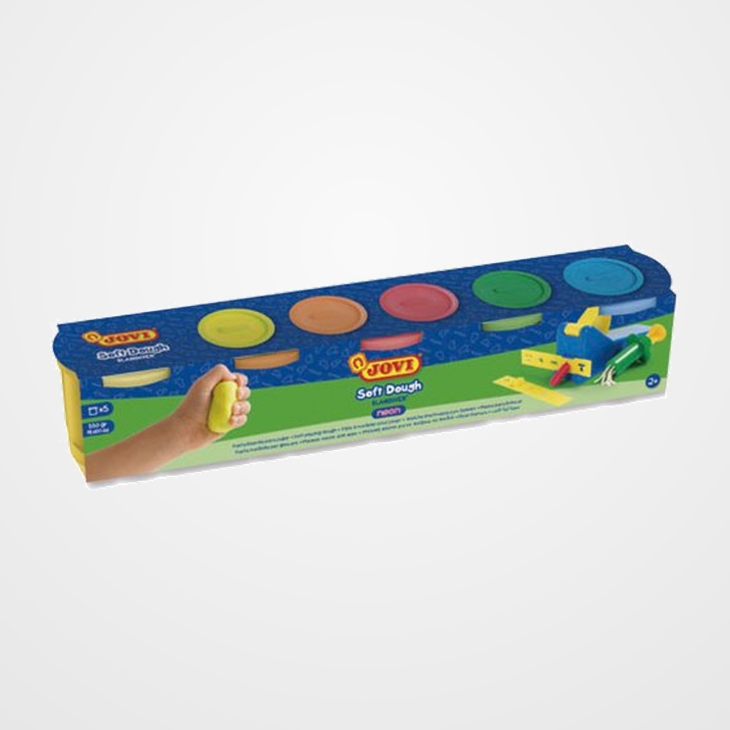 PLASTILINA JOVI BLANDIVER SOFT DOUGH 110 gr. SURTIDO NEON CAJA de 5