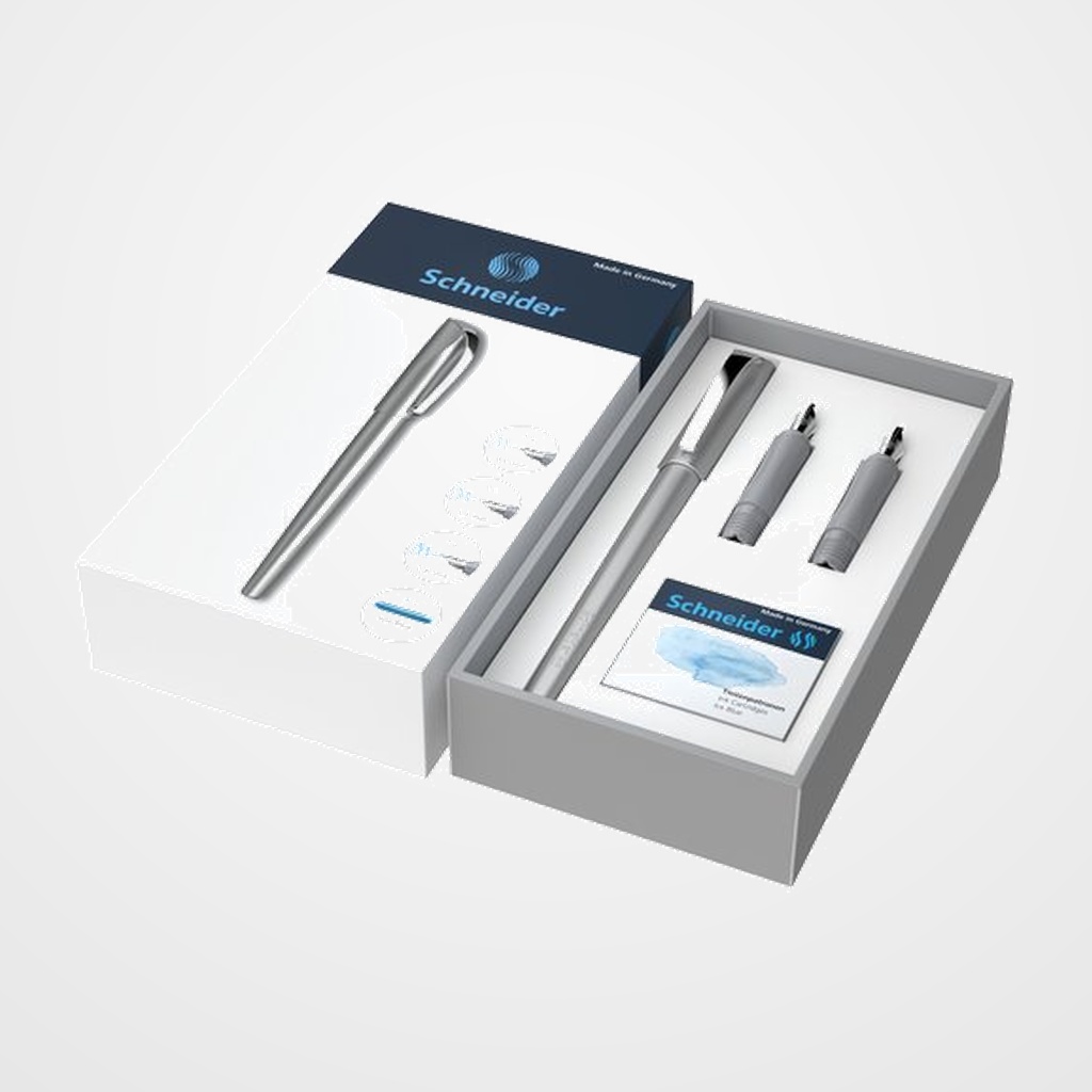 PLUMA SCHNEIDER CALLISSIMA ANTHRACITE SET REGALO (1x pluma 1,1 mm, 1x plumin 1,5 mm, 1x plumin 1,8 mm y 6x cartucho tinta)