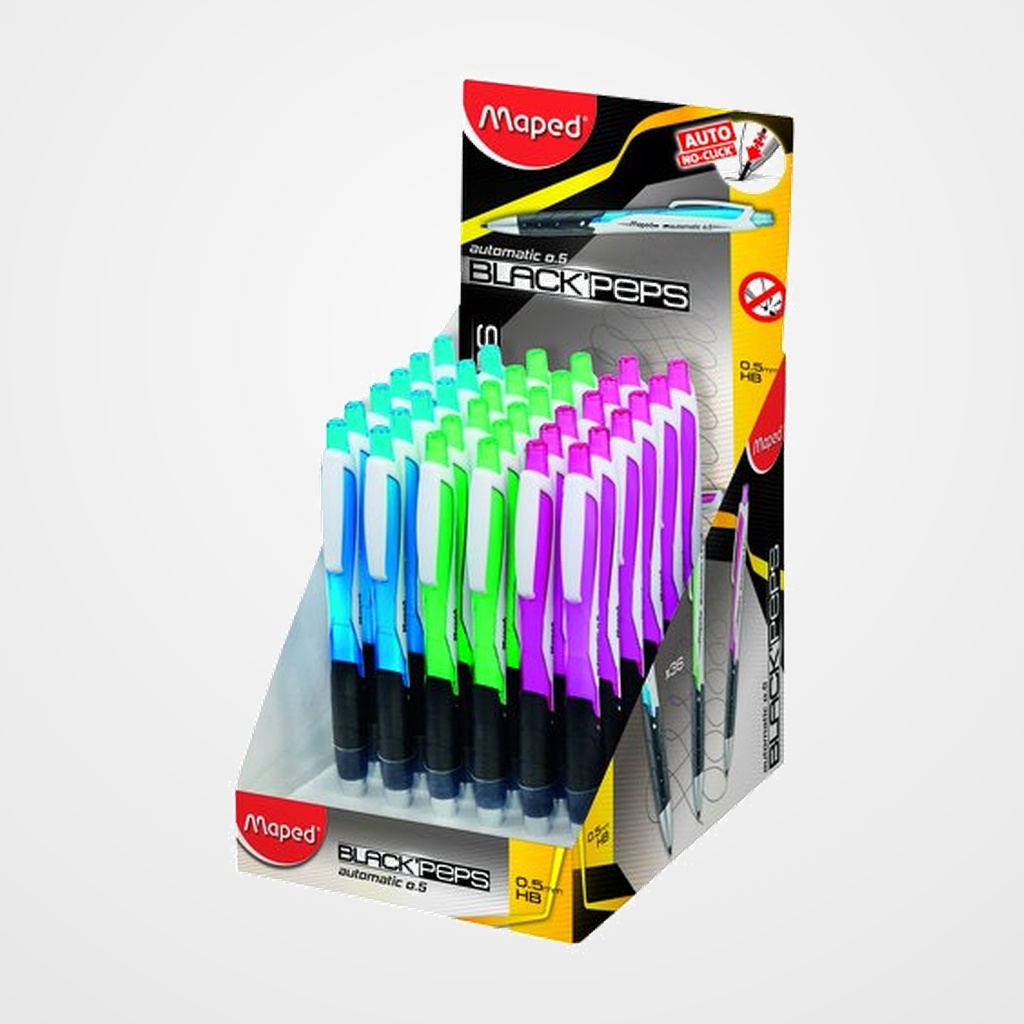 PORTAMINAS MAPED BLACK PEPS AUTOMATICO 0,5 mm EXPOSITOR de 36