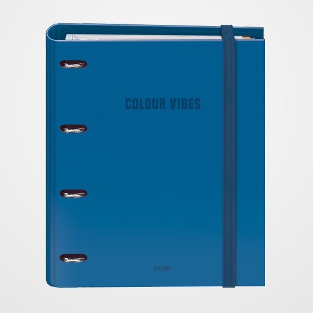 CARPEBLOC DOHE COLOUR VIBES A4 4 ANILLAS MIXTAS 35 mm con RECAMBIO 100hj. 90gr. CUADRIC.5x5 AZUL