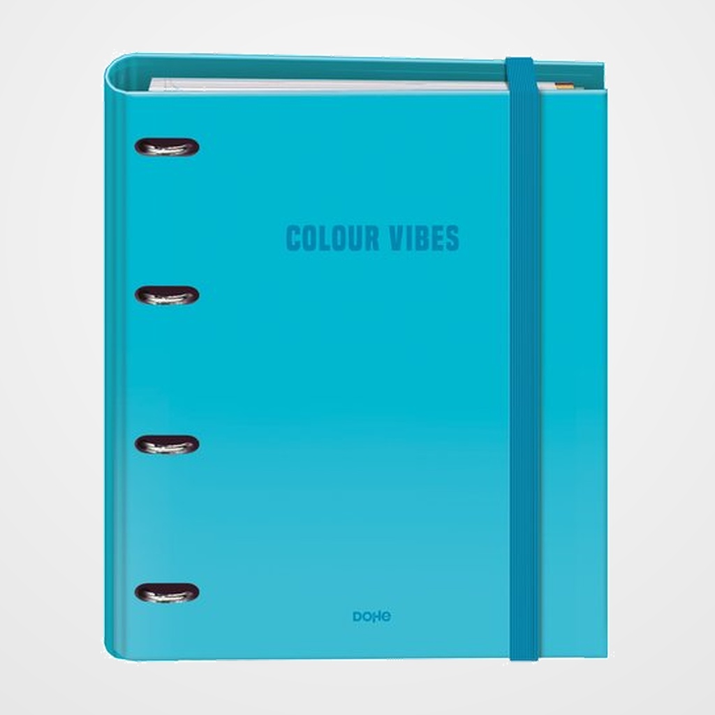 CARPEBLOC DOHE COLOUR VIBES A4 4 ANILLAS MIXTAS 35 mm con RECAMBIO 100hj. 90gr. CUADRIC.5x5 CYAN