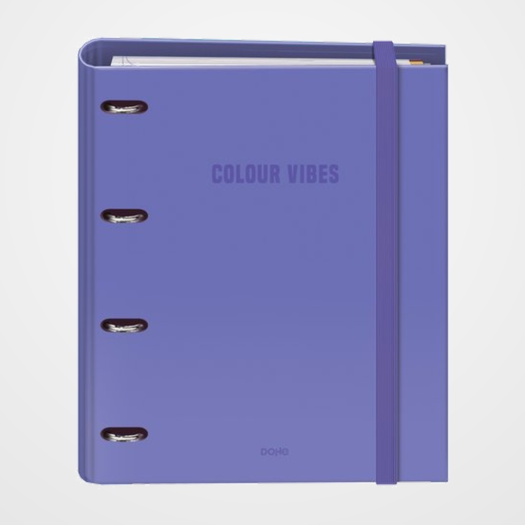 CARPEBLOC DOHE COLOUR VIBES A4 4 ANILLAS MIXTAS 35 mm con RECAMBIO 100hj. 90gr. CUADRIC.5x5 MORADO