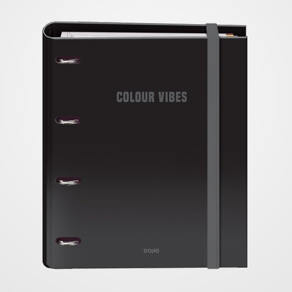 CARPEBLOC DOHE COLOUR VIBES A4 4 ANILLAS MIXTAS 35 mm con RECAMBIO 100hj. 90gr. CUADRIC.5x5 NEGRO