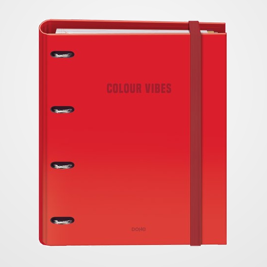 CARPEBLOC DOHE COLOUR VIBES A4 4 ANILLAS MIXTAS 35 mm con RECAMBIO 100hj. 90gr. CUADRIC.5x5 ROJO