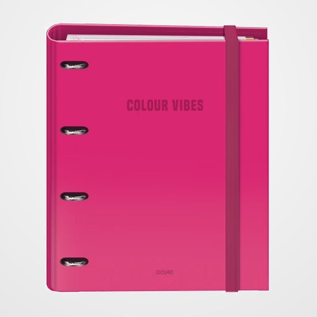 CARPEBLOC DOHE COLOUR VIBES A4 4 ANILLAS MIXTAS 35 mm con RECAMBIO 100hj. 90gr. CUADRIC.5x5 ROSA