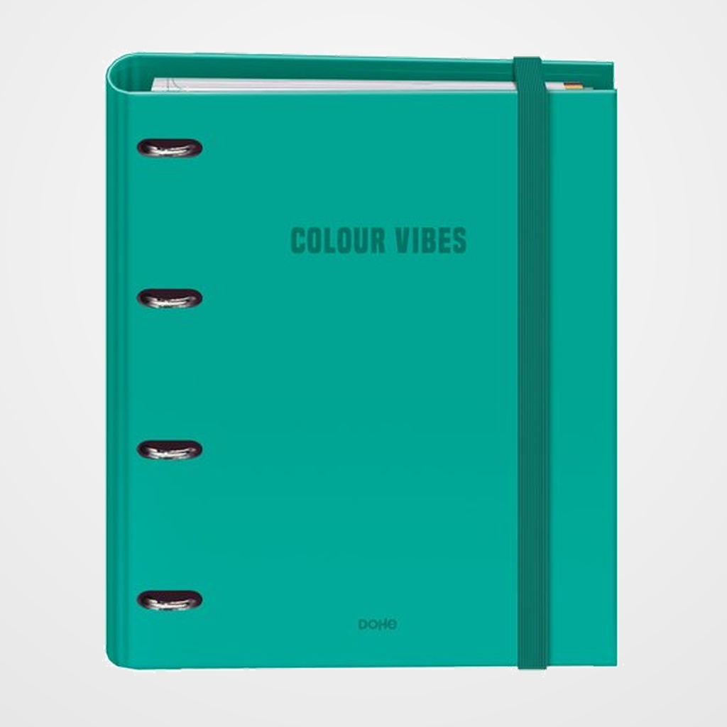 CARPEBLOC DOHE COLOUR VIBES A4 4 ANILLAS MIXTAS 35 mm con RECAMBIO 100hj. 90gr. CUADRIC.5x5 VERDE