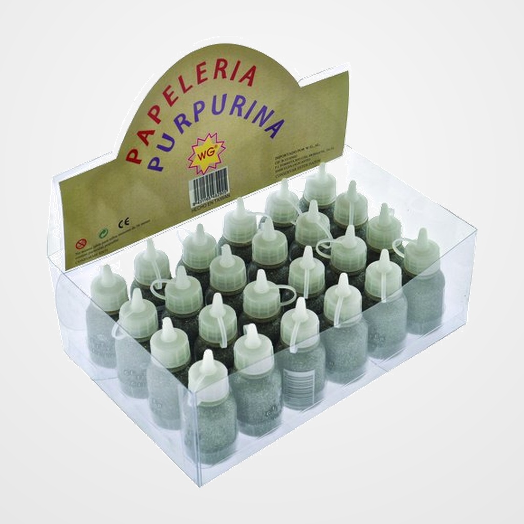 PURPURINA ABACO COLA (bote) PLATA EXPOSITOR de 24