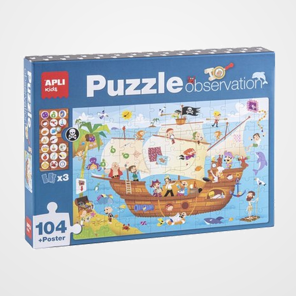 PUZLE EDUCATIVO APLI KIDS 104 PIEZAS OBSERVATION BARCO PIRATA