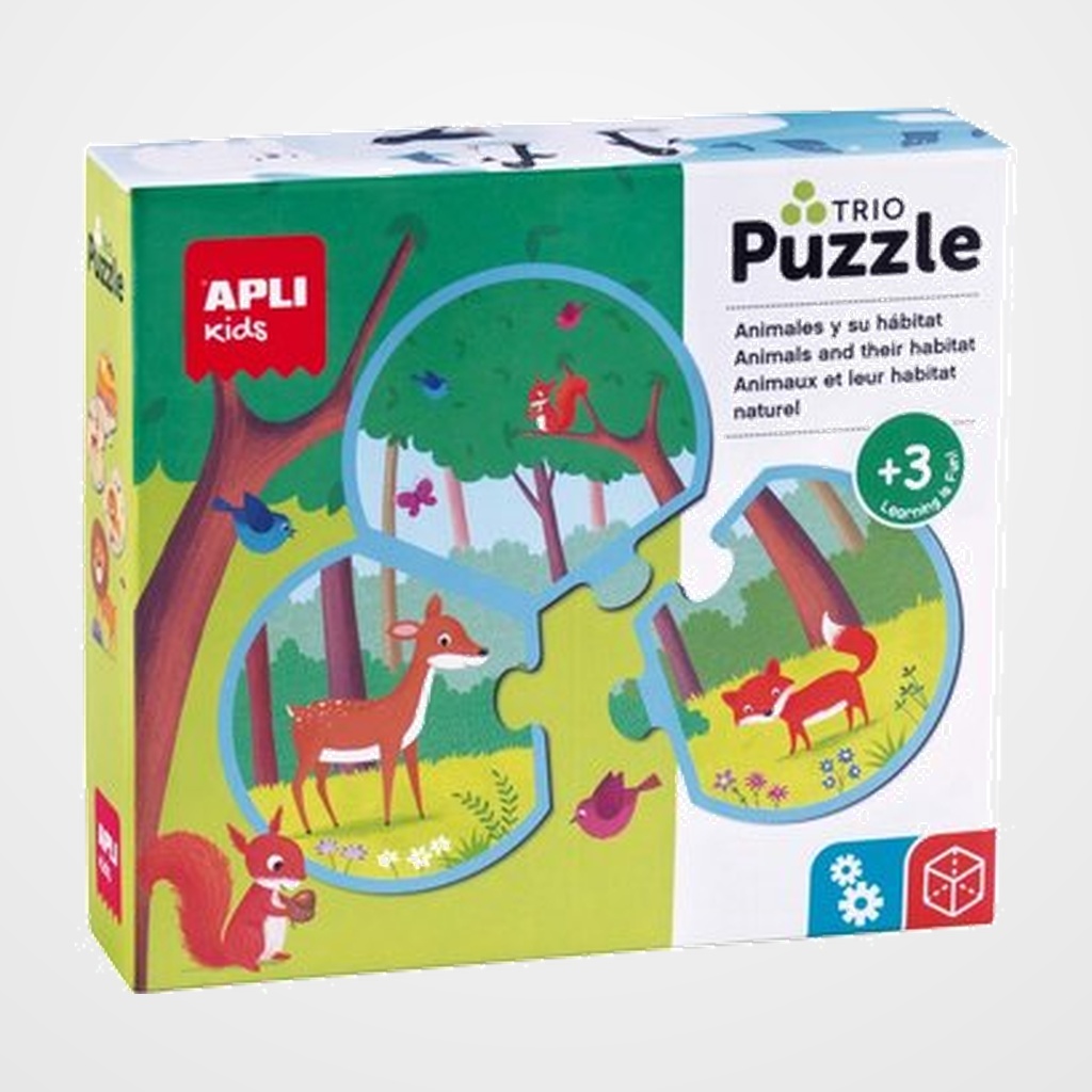 PUZLE EDUCATIVO APLI KIDS 24 PIEZAS ASOCIACION TRIO ANIMALES Y SU HABITAT (+3 años)