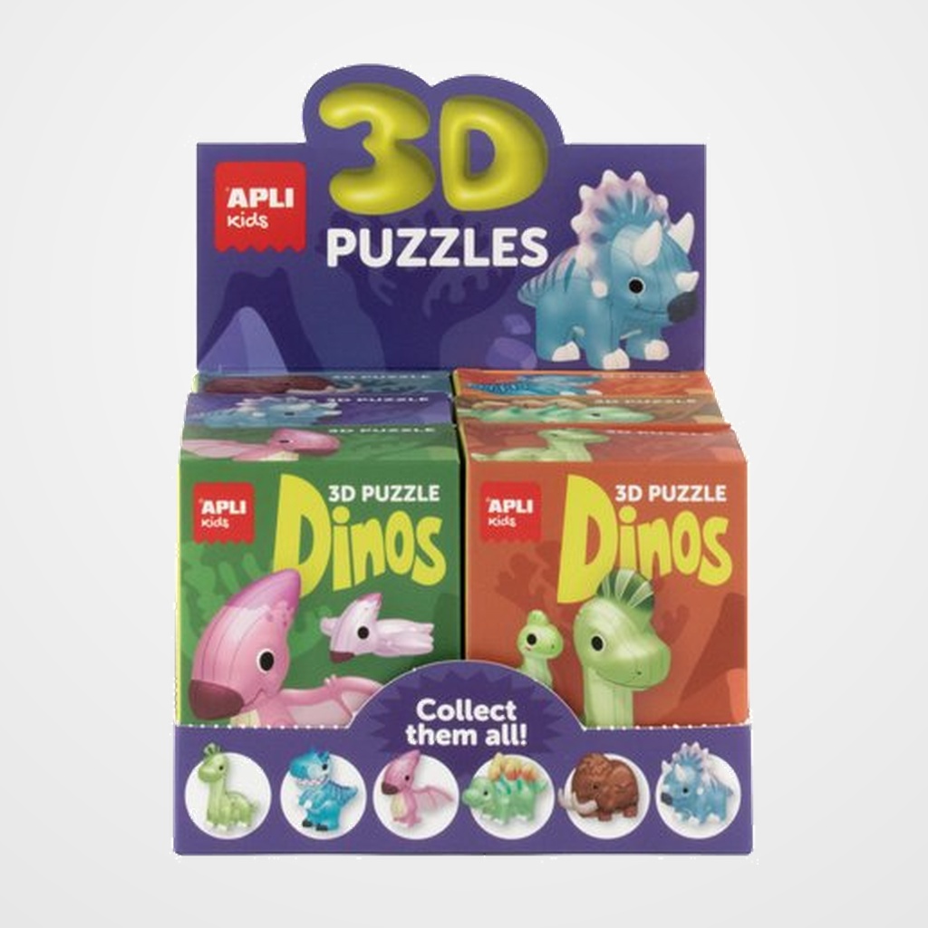 PUZLE EDUCATIVO APLI KIDS 3D DINOSAURIOS SURTIDO EXPOSITOR de 6 (+6 años) (6 mod.)