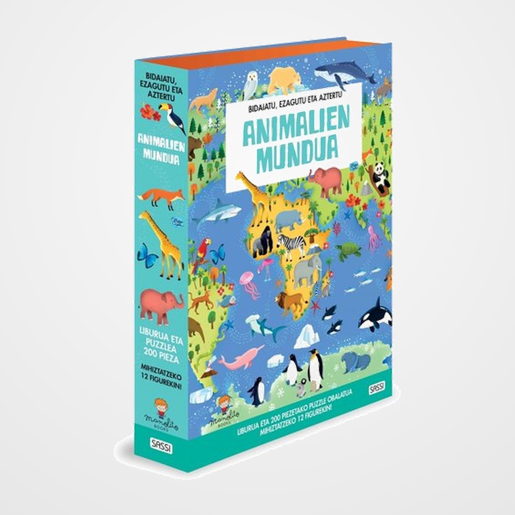 PUZLE SASSI MANOLITO BOOKS ANIMALIEN MUNDUA - EUSKERA 200 PIEZAS (+6 años)