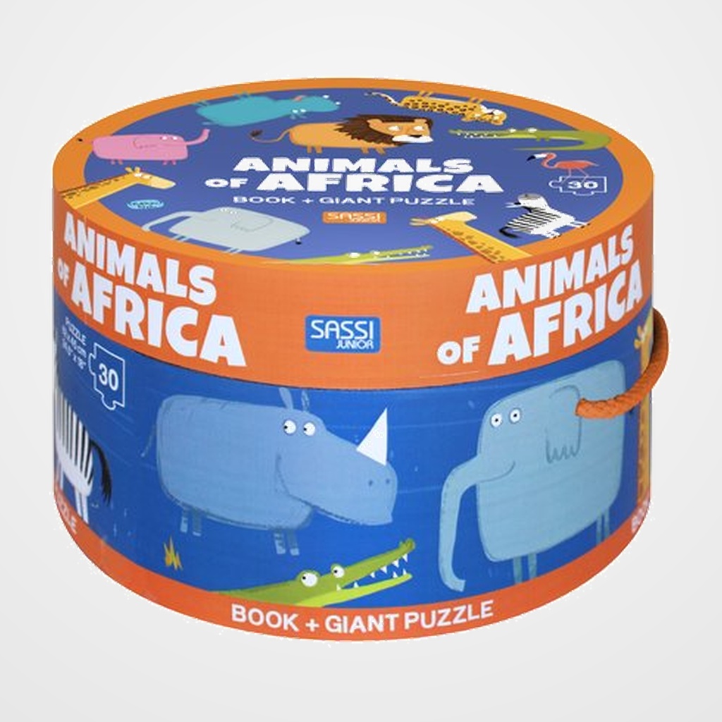 PUZLE Y LIBRO SASSI MANOLITO BOOKS ANIMALES DE AFRICA  30 PIEZAS (+3 años)