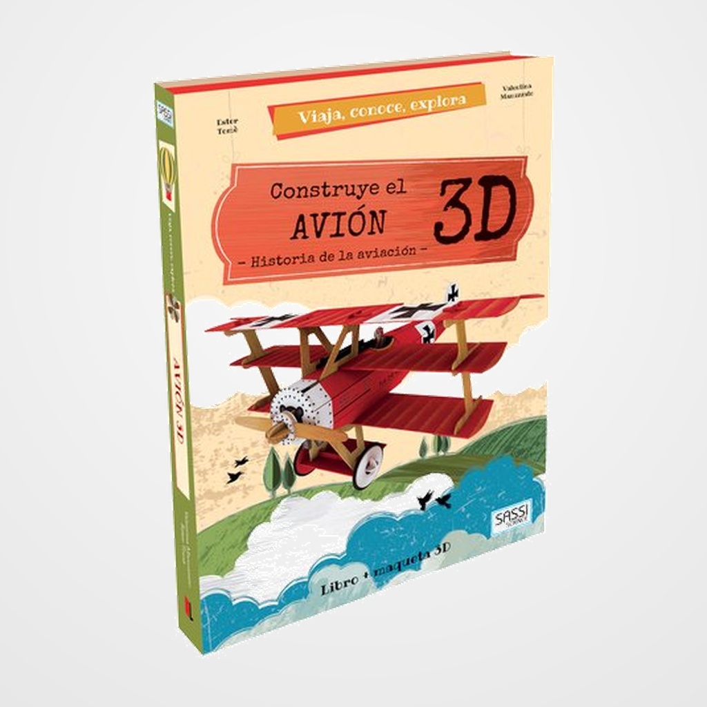 PUZLE 3D Y LIBRO SASSI MANOLITO BOOKS CONSTRUYE EL AVION 3D 34 PIEZAS (+6 años)