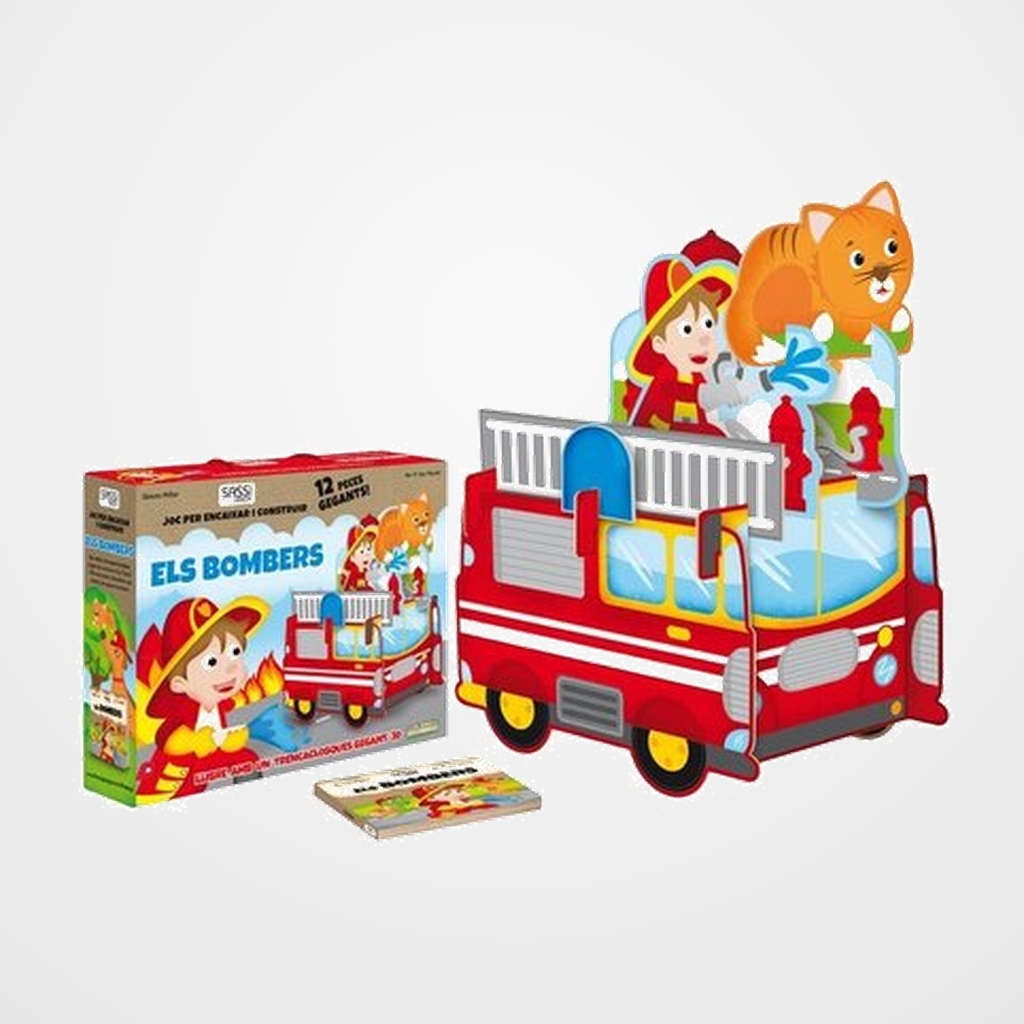 PUZLE 3D Y LIBRO SASSI MANOLITO BOOKS ELS BOMBERS 3D - CATALAN 12 PIEZAS (+3 años)