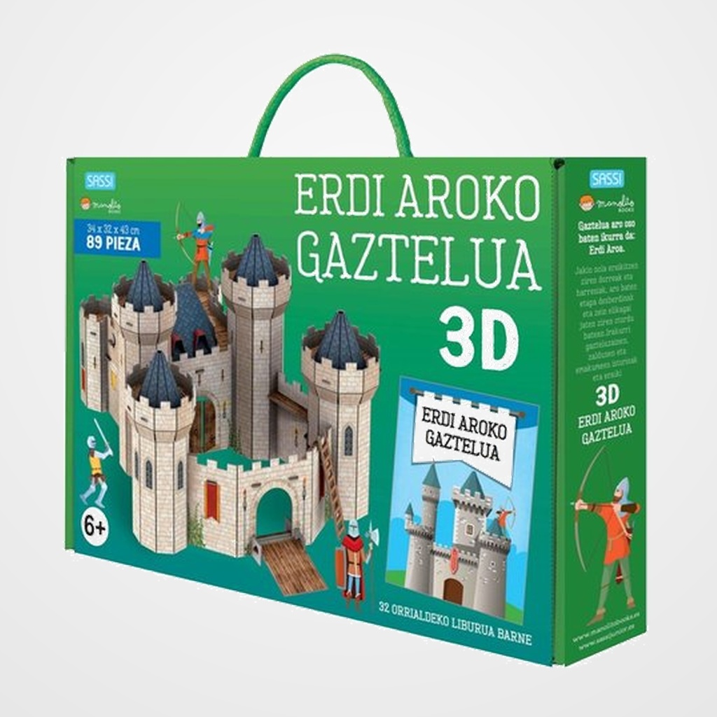 PUZLE 3D Y LIBRO SASSI MANOLITO BOOKS ERDI AROKO GAZTELUA 3D - EUSKERA 89 PIEZAS (+6 años)
