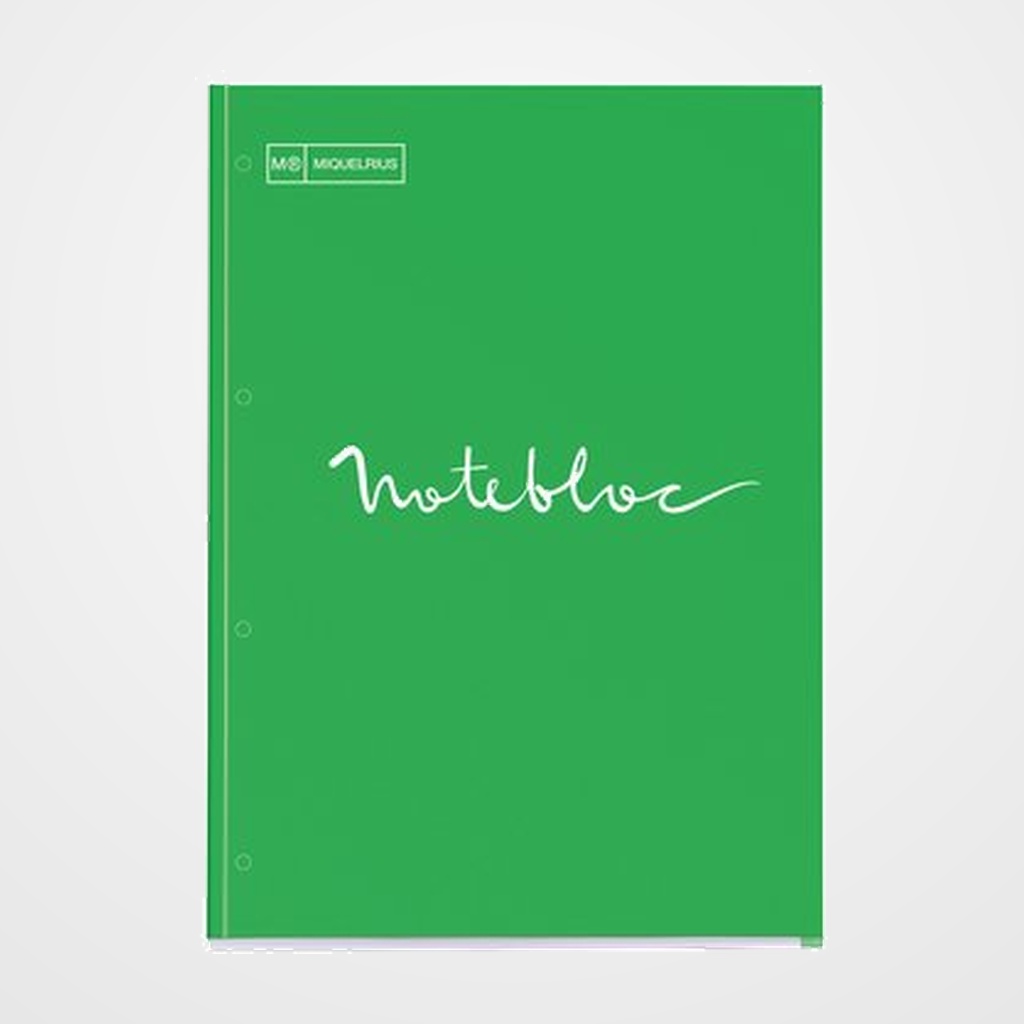RECAMBIO MIQUELRIUS EMOTIONS NOTEBOOK 1 A4 80h  90g RECICLADO ENCOLADO 4 TALADROS CUADRIC.5x5 VERDE