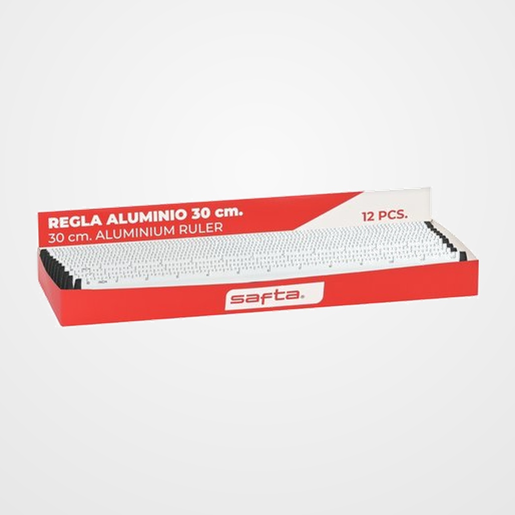 REGLA de ALUMINIO SAFTA 30 cm EXPOSITOR de 12