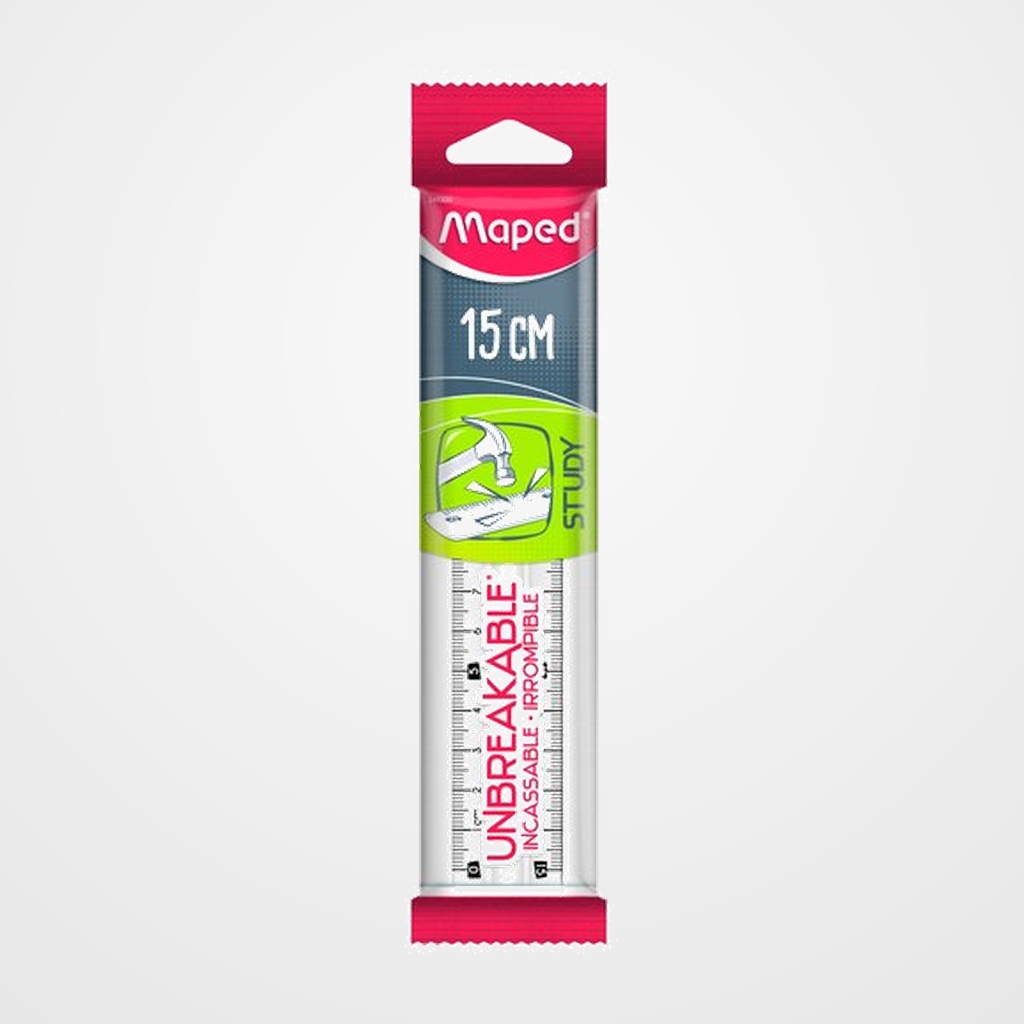 REGLA MAPED STUDY 15 CM IRROMPIBLE TRANSPARENTE
