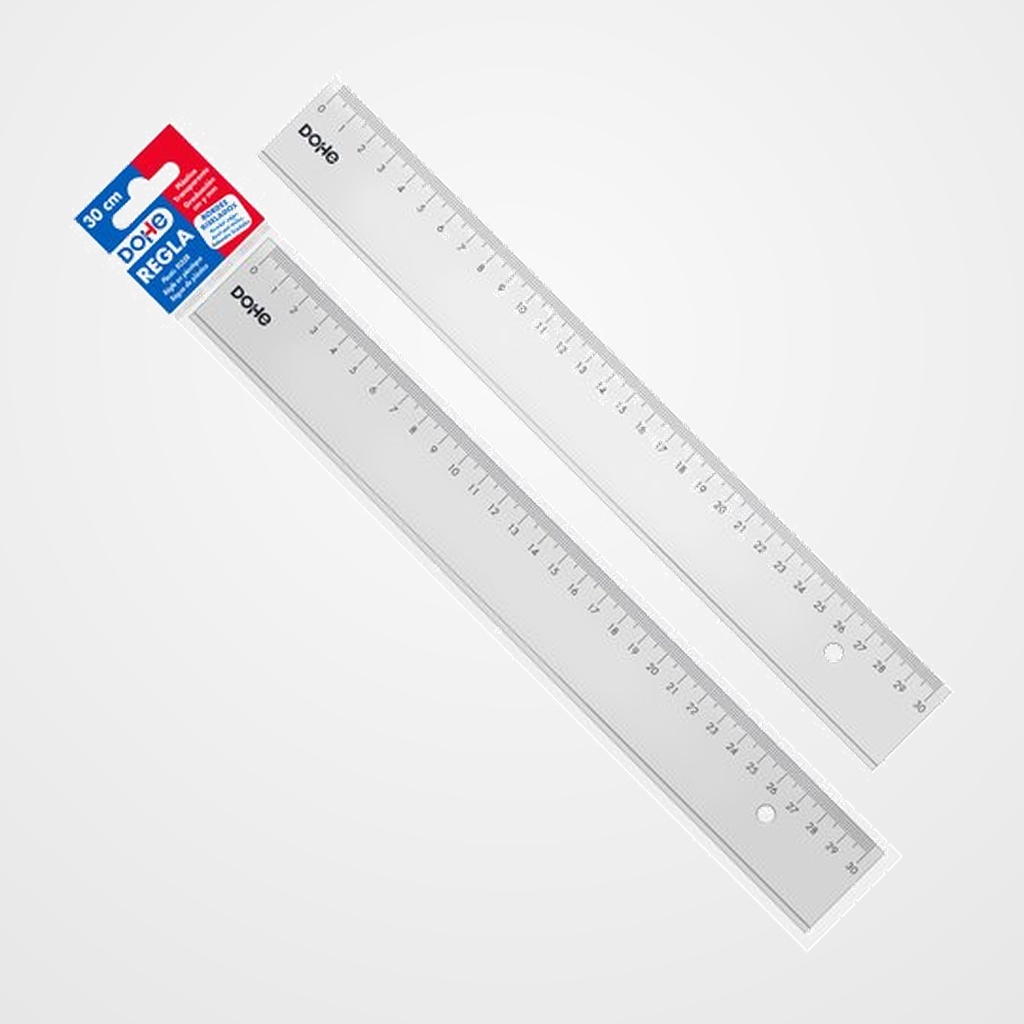 REGLA PLASTICO TRANSPARENTE 30 CM.