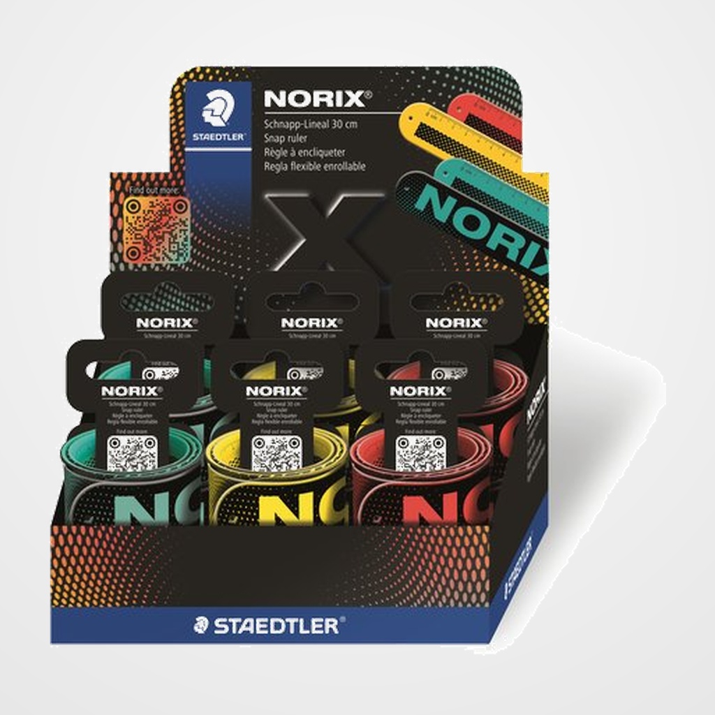 REGLAS STAEDTLER NORIX FLEXIBLE 30 CENTIMETROS COLORES SURTIDOS EXPOSITOR de 12