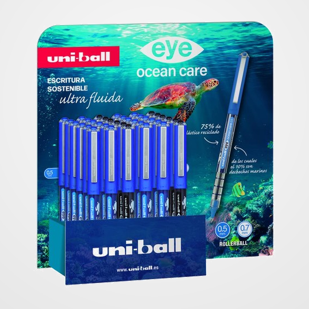 ROLLER T.LIQ. UNI-BALL EYE OCEAN CARE 0,5 (UB-150/157) EXPOSITOR de 36 6x   UB-150ROP OCEAN CARE NEGRO 12x UB-150ROP OCEAN CARE AZUL 6x   UB-157ROP OCEAN CARE NEGRO 12x UB-157ROP OCEAN CARE AZUL