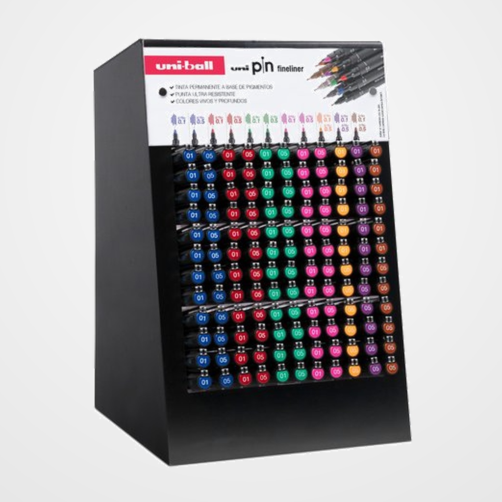 ROTULADOR CALIBRADO UNI-BALL PIN  EXPOSITOR de 168