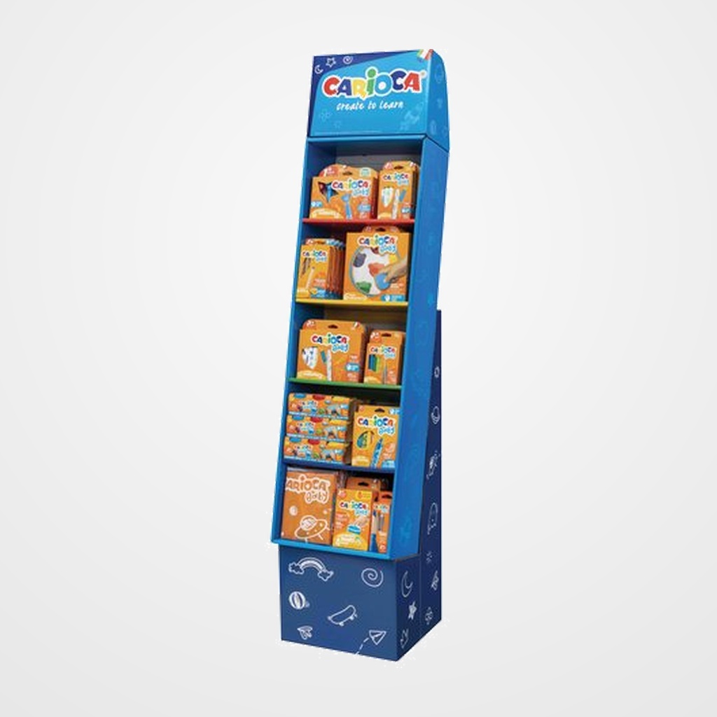 ROTULADOR CARIOCA FLOOR 1/6 PALLET BABY EXPOSITOR SURTIDO DE 89 pcs 5x 42815  CARIOCA Baby Teddy Marker 1+ 6pcs 9x 42813 CARIOCA BABY Marker 2+ 6 pcs 7x 42817  CARIOCA BABY 3in1 crayon 1+ 6 pcs 9x 42956 CARIOCA Baby Teddy Crayons 1+ 6pcs 9x 42814  CARIOCA Baby Marker 2+ 12pcs 14x 42819 CARIOCA Baby Pencil 2+ 10pcs 9x 43179 CARIOCA BABY Dough 3x75gr pot 8x 42892 CARIOCA Baby Wild Crayons 2+ 8pcs 11x 33100 CARIOCA Apron Baby 2-4 years 3x 43174 CARIOCA Baby Finger Paints 8x50ml 5x 43172 CARIOCA Baby Brush PaperBox 1pc