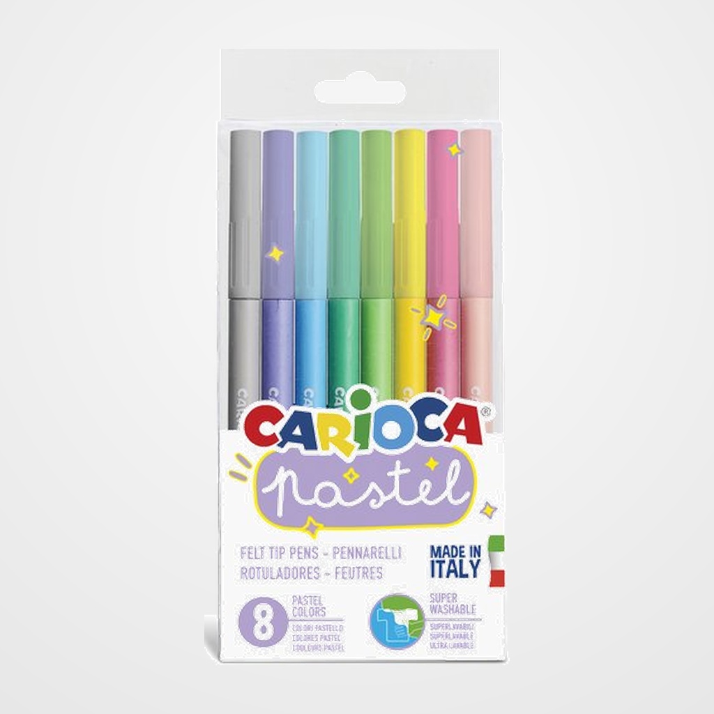 ROTULADOR CARIOCA LAVABLE PASTEL CAJA PVC de 8