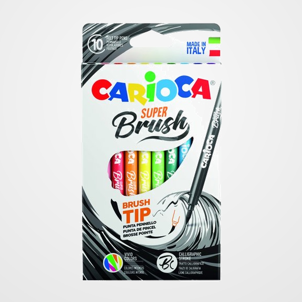 ROTULADOR CARIOCA SUPER BRUSH (CALIGRAFIA) CAJA de 10